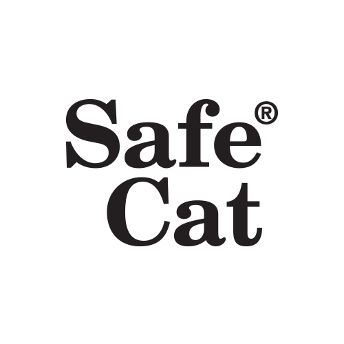 A black and white logo of safe cat