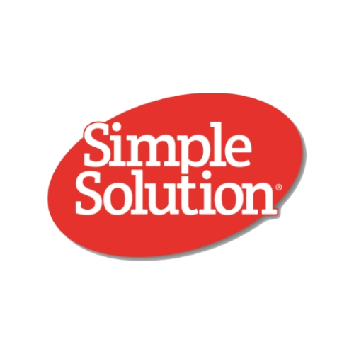 A red oval with the words simple solution written in it.