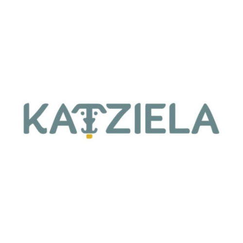 A logo of katziela, an animal and text.