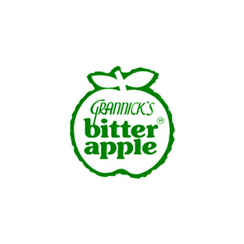 A green apple with the words " bitter apple " written underneath it.
